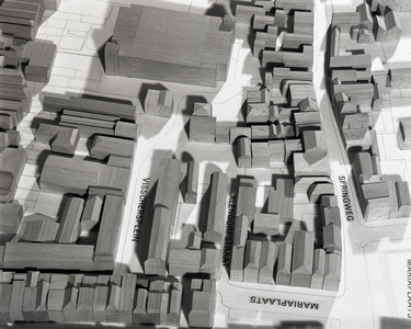 813590 Afbeelding van een deel van de maquette voor nieuwbouwplannen in het gebied Mariaplaats - Springweg - ...